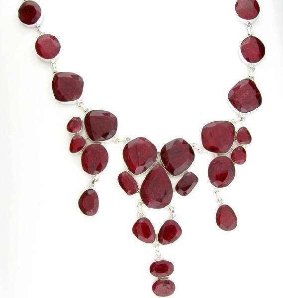 APP: 27k 387CT Mixed Cut Ruby & Sterl Silver Necklace: 387.82CT Mixed Cut Ruby and Sterling Silver Necklace - Appraisal Value: $27.4K