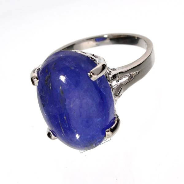 APP: 3k 10CT Oval Cut Cabochon Tanzanite & Silver Ring: 10.99CT Oval Cut Cabochon Tanzanite and Platinum Over Sterling Silver Ring - Appraisal Value: $3.4K