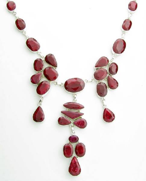 APP: 17k 248CT Mixed Cut Ruby & Sterl Silver Necklace: 248.64CT Mixed Cut Ruby and Sterling Silver Necklace - Appraisal Value: $17.7K