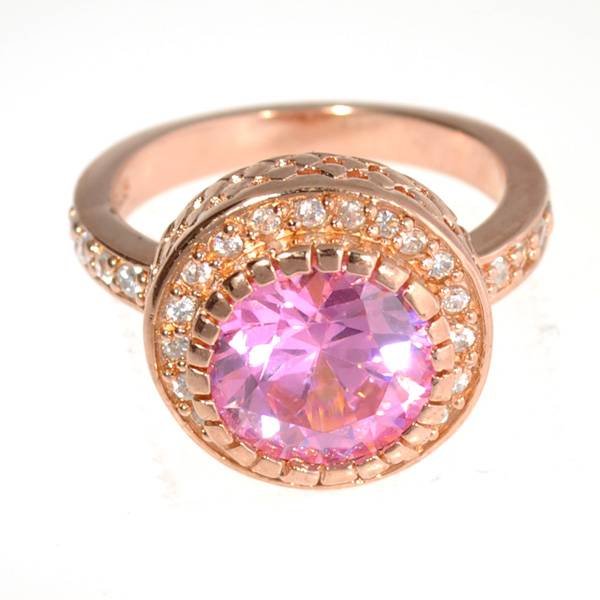 Copper Antique Gold French Pink Cubic Zirconium Ring: Copper Antique Gold French Pink Cubic Zirconium Ring