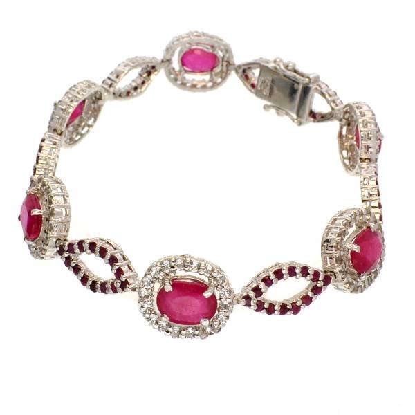 APP: 10k 8CT Ruby & Plat Over Sterl Silver Bracelet: 8.74CT Ruby and Platinum Over Sterling Silver Bracelet - Appraisal Value: $10.3K <