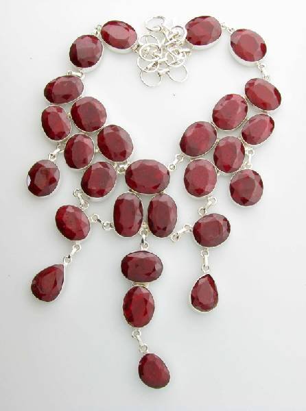 APP: 27k 383CT Mixed Cut Ruby & Sterl Silver Necklace: 383.45CT Mixed Cut Ruby and Sterling Silver Necklace - Appraisal Value: $27.5K