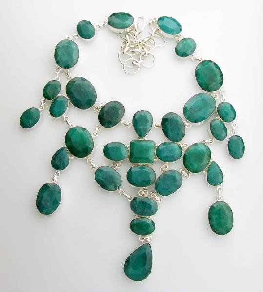 APP: 26k 382CT Mixed Cut Grn Beryl & Silver Necklace: 382.00CT Mixed Cut Green Beryl and Sterling Silver Necklace - Appraisal Value: $26.0K