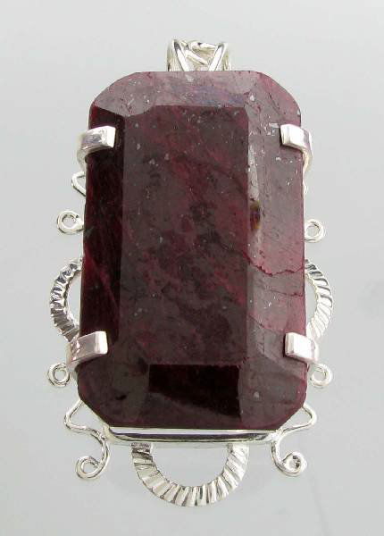 APP: 27k 388CT Emerald Cut Ruby & Sterl Silver Pendant: 388.26CT Emerald Cut Ruby and Sterling Silver Pendant - Appraisal Value: $27.3K