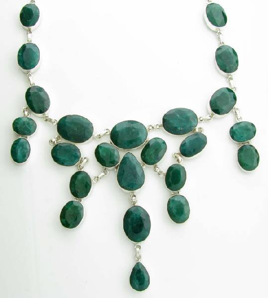 APP: 21k 316CT Mixed Cut Grn Beryl & Silver Necklace: 316.93CT Mixed Cut Green Beryl and Sterling Silver Necklace - Appraisal Value: $21.4K