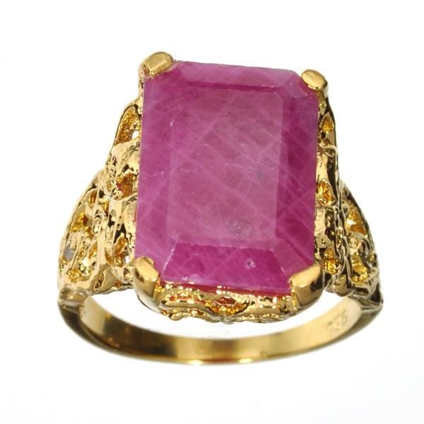 APP: 7k 14 kt Gold 8CT Emerald Cut Ruby & Silver Ring: 14 kt Gold 8.74CT Emerald Cut Ruby and Sterling Silver Ring - Appraisal Value: $7.8K
