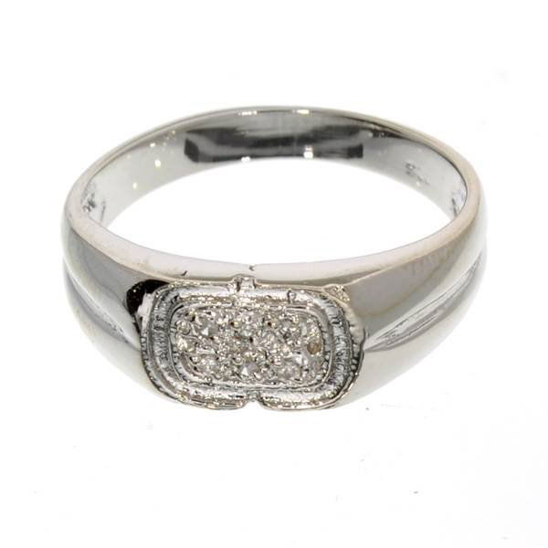0CT Round Cut Diamond & Silver Rolex Style Ring: 0.04CT Round Cut Diamond and Platinum Over Sterling Silver Rolex Style Ring - Appraisal Value: $0.8K