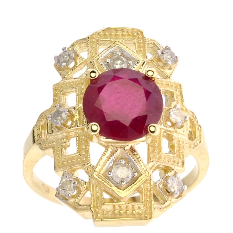 APP: 5k *14kt Gold, 2 CT Round Cut Ruby & Diamond Ring: *14 kt. Gold, 2.34CT Round Cut Ruby and Diamond Ring - Appraisal Value: $5.8K