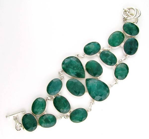 APP: 8k 99CT Mixed Cut Grn Beryl & Silver Bracelet: 99.04CT Mixed Cut Green Beryl and Sterling Silver Bracelet - Appraisal Value: $8.5K