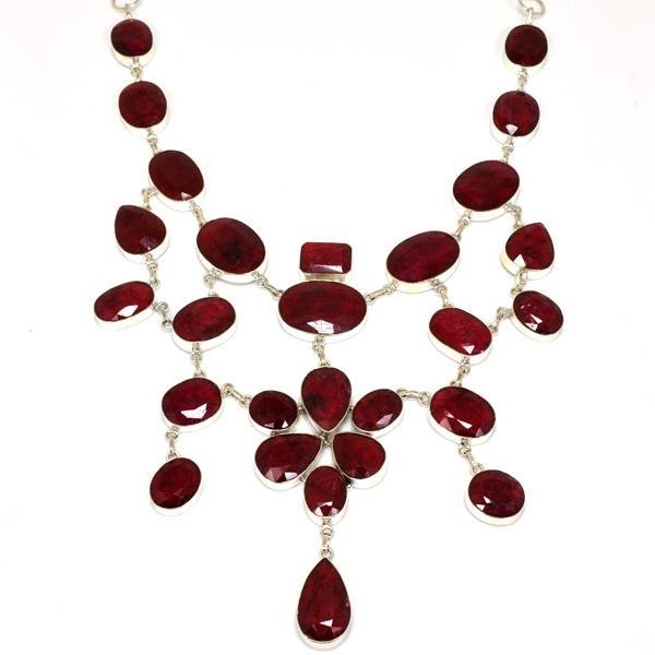 APP: 27k 391CT Mixed Cut Ruby & Sterl Silver Necklace: 391.19CT Mixed Cut Ruby and Sterling Silver Necklace - Appraisal Value: $27.8K