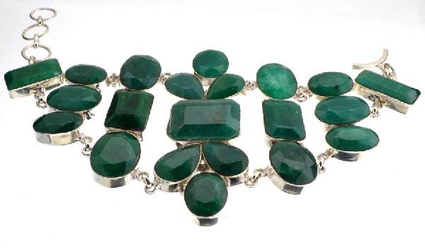 APP: 19k 248CT Mixed Cut Grn Beryl & Silver Bracelet: 248.59CT Mixed Cut Green Beryl and Sterling Silver Bracelet - Appraisal Value: $19.0K