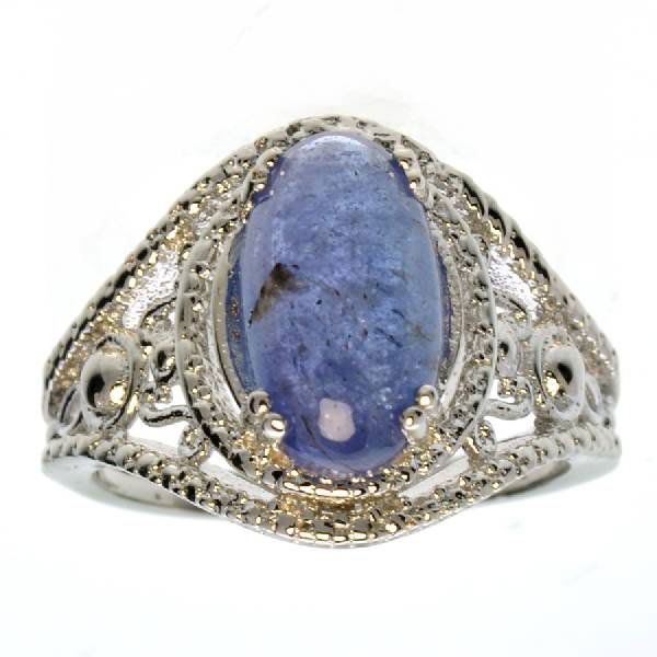 APP: 2k 3CT Oval Cut Tanzanite & Sterl Silver Ring: 3.54CT Oval Cut Tanzanite and Platinum Over Sterling Silver Ring - Appraisal Value: $2.4K