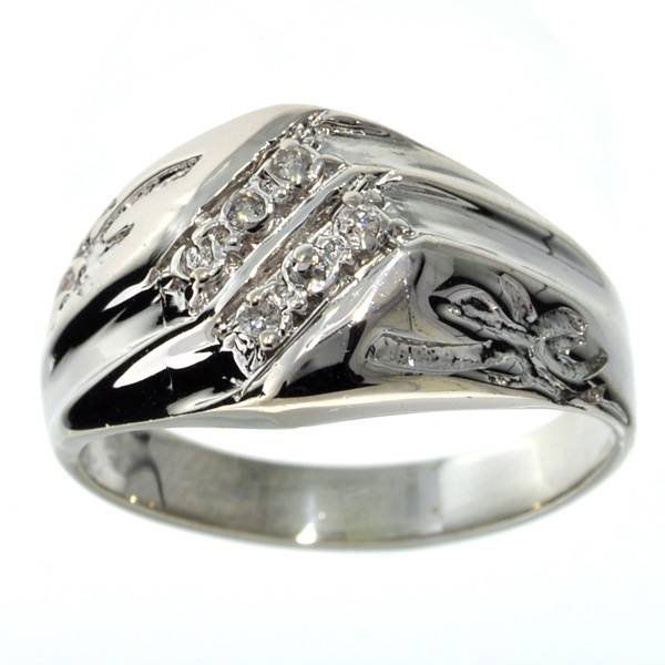 APP: 1k Round Cut Diamond & Silver Rolex Style Ring: 0.07CT Round Cut Diamond and Platinum Over Sterling Silver Rolex Style Ring - Appraisal Value: $1.0K