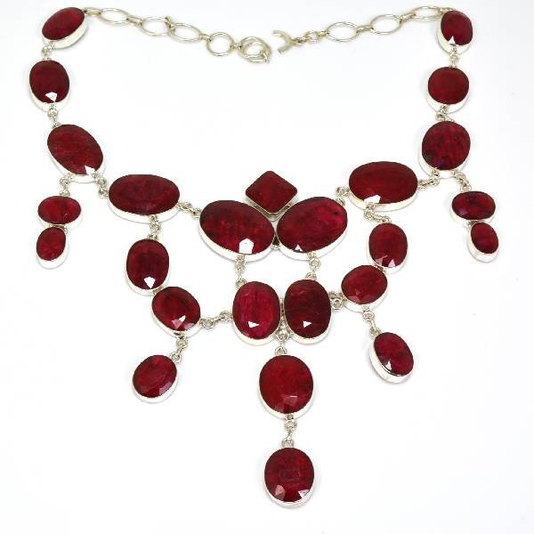 APP: 29k 419CT Mixed Cut Ruby & Sterl Silver Necklace: 419.88CT Mixed Cut Ruby and Sterling Silver Necklace - Appraisal Value: $29.3K