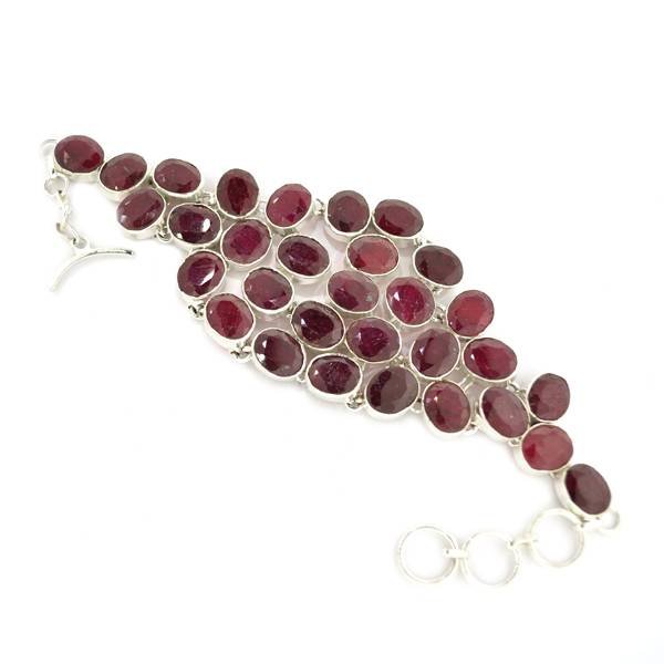 APP: 10k 115CT Oval Cut Ruby & Sterl Silver Bracelet: 115.08CT Oval Cut Ruby and Sterling Silver Bracelet - Appraisal Value: $10.1K <
