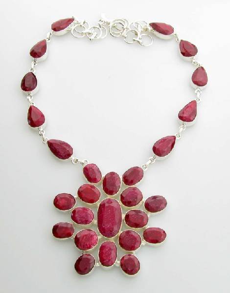 APP: 10.3k 133.97CT Ruby & Sterling Silver Necklace: 133.97CT Ruby and Sterling Silver Necklace - Appraisal Value: $10.2K