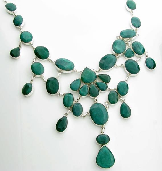 APP: 35k 529CT Mixed Cut Grn Beryl & Silver Necklace: 529.32CT Mixed Cut Green Beryl and Sterling Silver Necklace - Appraisal Value: $35.1K
