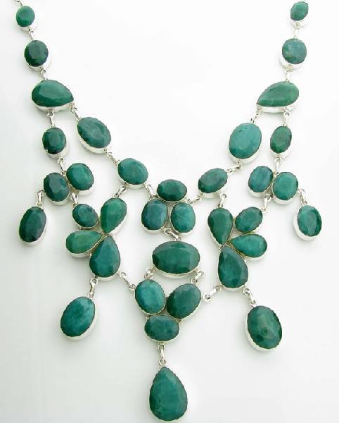 APP: 29k 441CT Mixed Cut Grn Beryl & Silver Necklace: 441.23CT Mixed Cut Green Beryl and Sterling Silver Necklace - Appraisal Value: $29.6K
