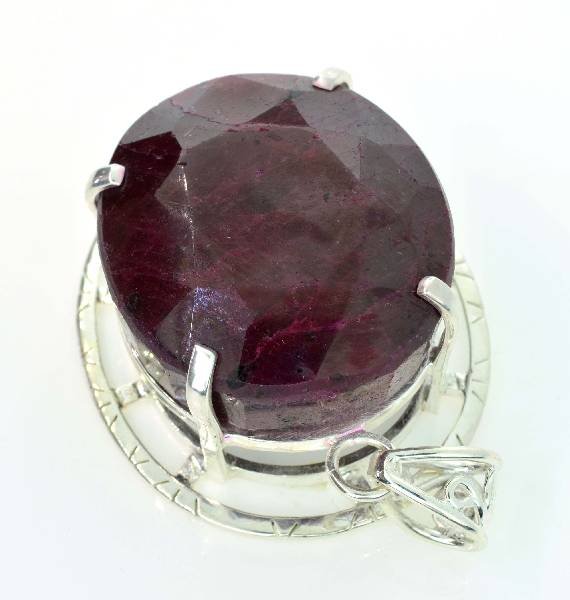 APP: 14k Sebastian 337CT Oval Cut Ruby & Silver Pendant: Designer Sebastian 337.34CT Oval Cut Ruby and Sterling Silver Pendant - Appraisal Value: $14.3K