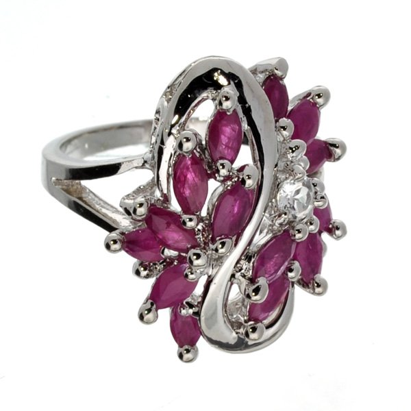 APP: 3k 1CT Ruby & Topaz Plat Over Sterl Silver Ring: 1.77CT Ruby and Topaz Platinum Over Sterling Silver Ring - Appraisal Value: $2.9K
