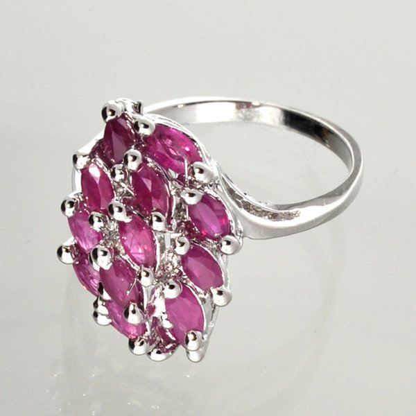 APP: 2k 1CT Marquise Cut Ruby & Sterl Silver Ring: 1.54CT Marquise Cut Ruby and Platinum Over Sterling Silver Ring - Appraisal Value: $2.4K