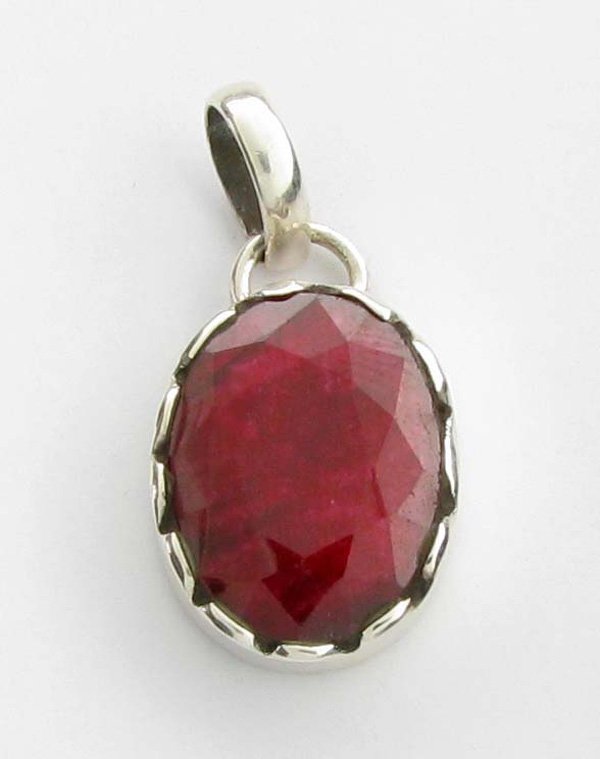 APP: 1k 11CT Oval Cut Red Ruby & Sterl Silver Pendant: 11.77CT Oval Cut Red Ruby & Sterling Silver Pendant - Appraisal Value: $1.7K