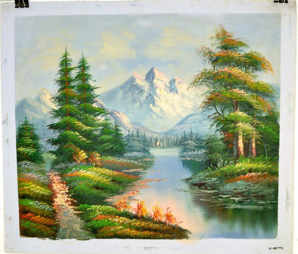 Oil Painting- Mountain Landscape w/Lake- 24"x27": Oil Painting On Canvas- Mountain Lan