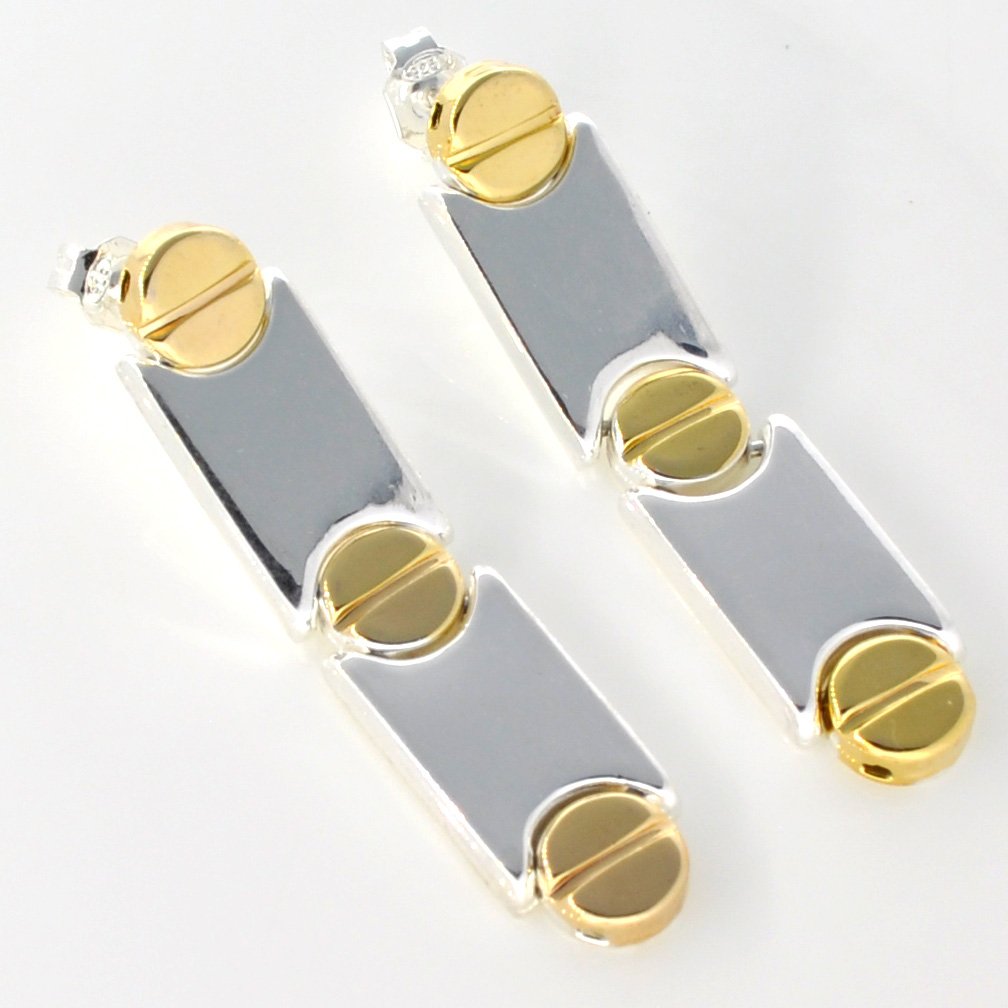 Cartier Style 14kt Gold, Over Sterling Silver Earrings: Cartier Style 14 kt. Gold, Over Sterling Silver Earrings Item P