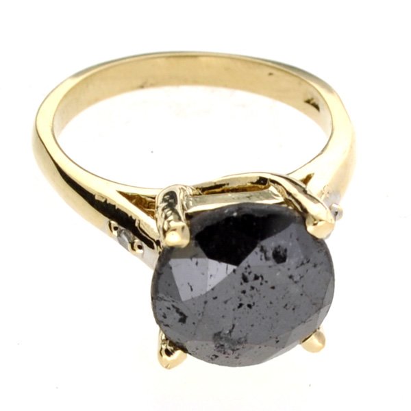 APP: 25k 14kt Yellow & White Gold, Black Diamond Ring: 14 kt. Yellow & White Gold, 5.37CT Round
