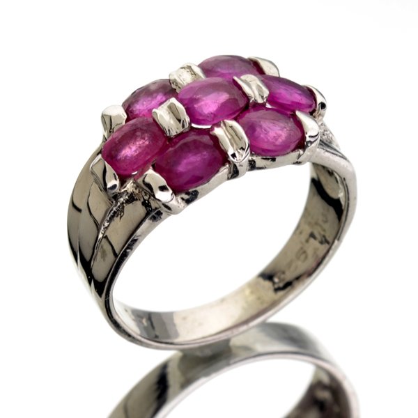 APP: 1k 3CT Oval Cut Ruby & Sterl Silver Ring: 3.39CT Oval Cut Ruby and Platinum Over Sterling Silver Ring
