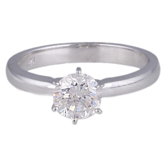 APP: 6k *14kt White Gold, 0.98CT Round Cut Diamond Ring