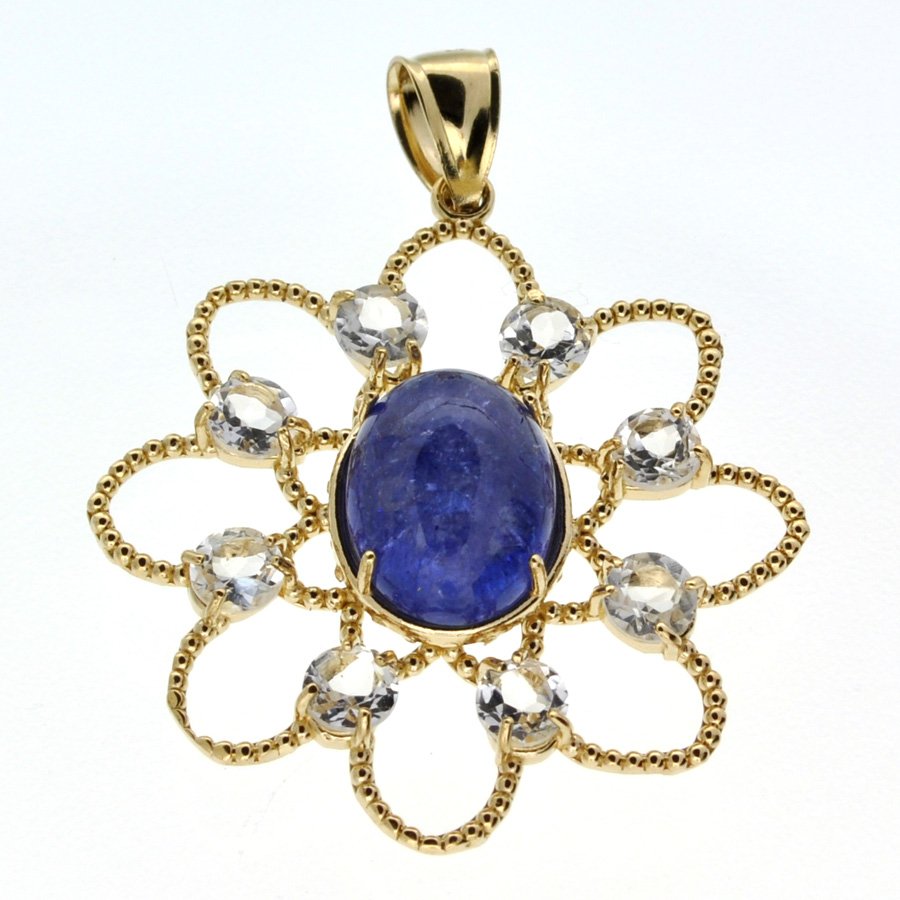 APP: 4.2k 14 kt. Gold, 5.48CT Tanzanite & Topaz Pendant: 14 kt. Gold, 5.48CT Tanzanite and Topaz Pendant Retail Replacement