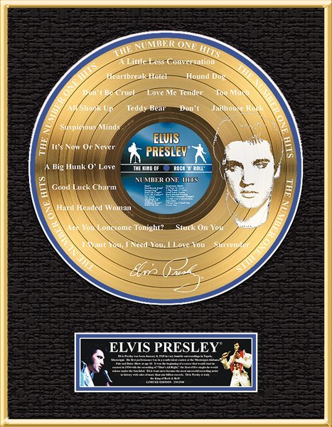 ELVIS PRESLEY "The Number One Hits" Etched Gold LP: ELVIS PRESLEY "The Number One Hits"