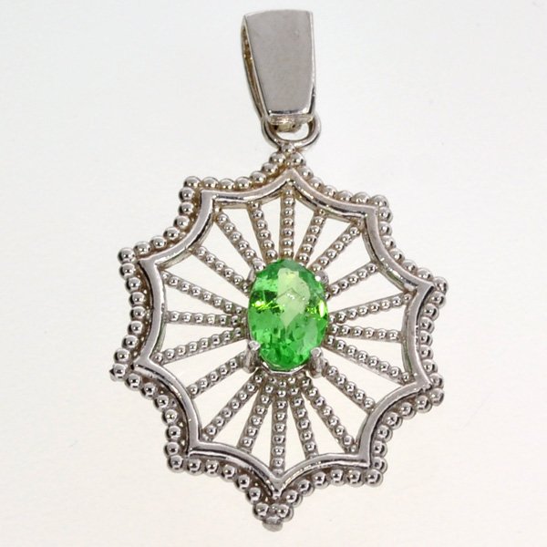 APP: 1k 14kt White Gold 0 CT Oval Cut Tsavorite Pendant: 14kt White Gold 0.51CT Oval Cut Tsavorite PendantRetail Replace