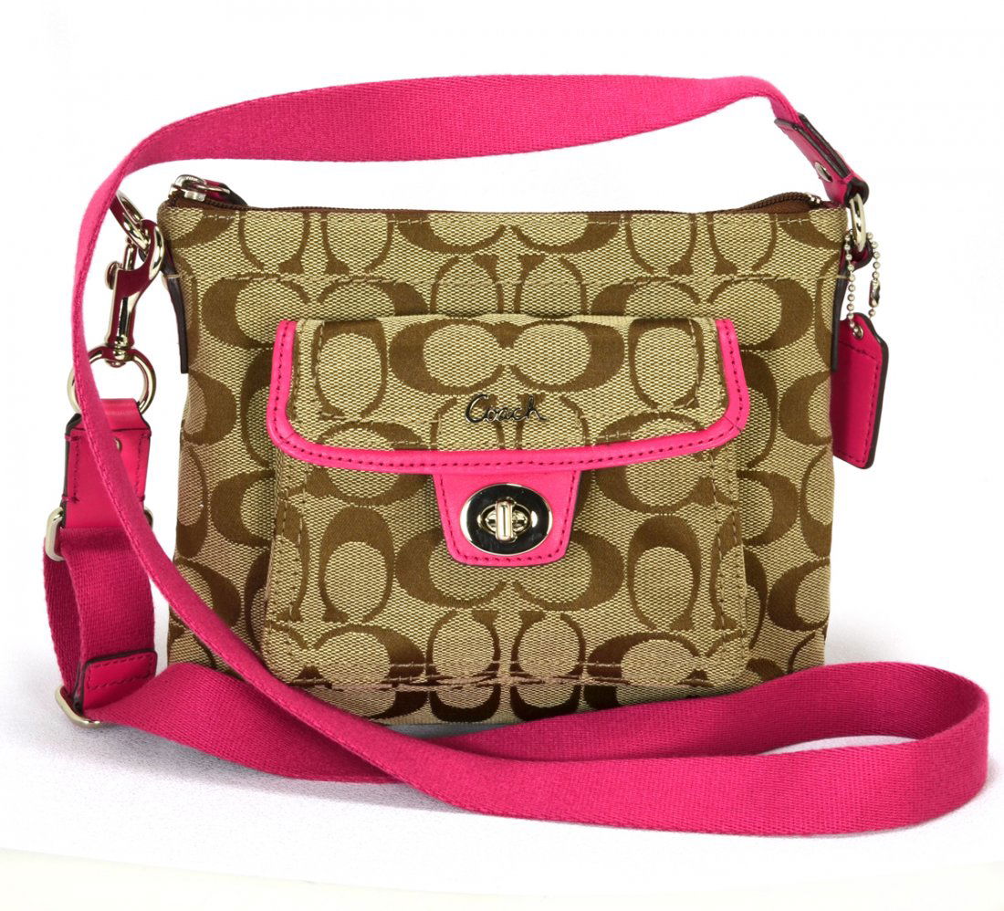 Coach Signature Pink Pocket Swing Pack Cross Body Bag
