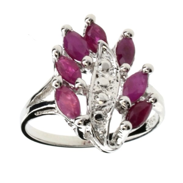 APP: 1k 2CT Marquise Cut Ruby & Sterl Silver Ring: 2.04CT Marquise Cut Ruby and Platinum Over Sterling Silver