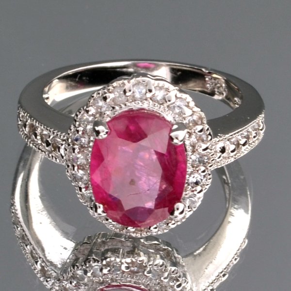 APP: 4k 2CT Ruby & Topaz Plat Over Sterl Silver Ring: 2.61CT Ruby and Topaz Platinum Over Sterling Silver Ring Ret