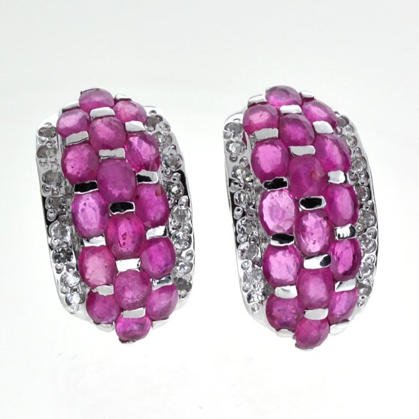 APP: 7k 3CT Ruby & Topaz Sterl Silver Earrings: 3.75CT Ruby and Topaz Platinum Over Sterling Silver Earri