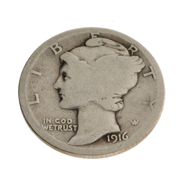 1916-D Museum Winged Liberty Head Type One Dime Coin: 1916-D Rare Museum Winged Liberty Head Type One Dime Coin Item P