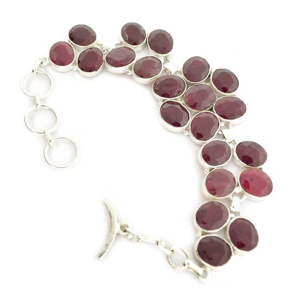 APP: 8k 77 CT Oval Cut Ruby & Sterling Silver Bracelet: 77.24CT Oval Cut Ruby and Sterling Silver Bracelet Retail Repl