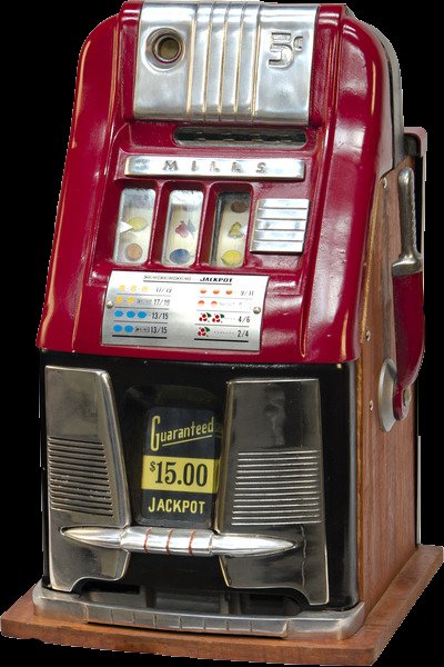 Mills Novelty Hi-Top Jackpot 5 Cent Slot Machine w/Keys: Mills Novelty Hi-Top Jackpot 5 Cent Slot Machine w/Key