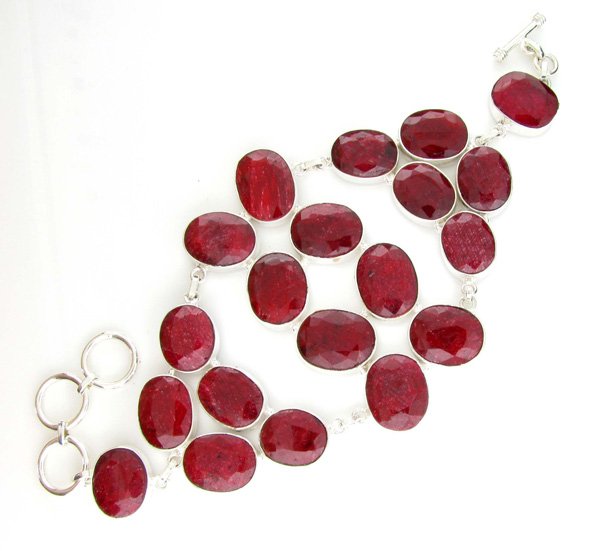 APP: 18k 239CT Oval Cut Ruby & Sterl Silver Bracelet: 239.34CT Oval Cut Ruby and Sterling Silver Bracelet Retail R