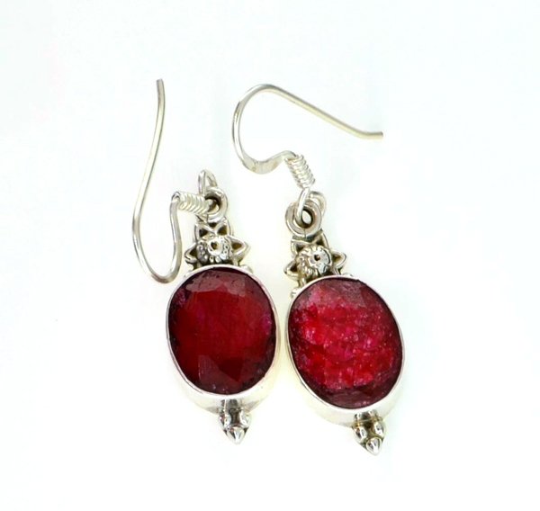 APP: 1k 7.86CT Oval Cut Ruby & Sterling Silver Earrings: 7.86CT Oval Cut Ruby and Sterling Silver Earrings Retail Replac