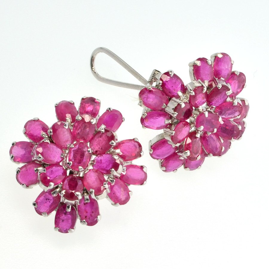 APP: 11k 12CT Oval Cut Ruby Sterl Silver Earrings: 12.90CT Oval Cut Ruby Platinum Over Sterling Silver Earr