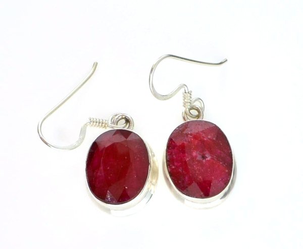 APP: 2k 13 CT Oval Cut Ruby & Sterling Silver Earrings: 13.92CT Oval Cut Ruby and Sterling Silver Earrings Retail Repl