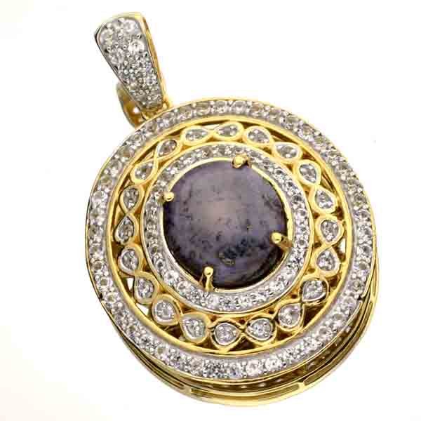 APP: 4k 17CT Ruby & Sapphire 14kt Sterl Silver Pendant: 17.97CT Ruby and Sapphire 14kt Over Sterling Silver Pendant