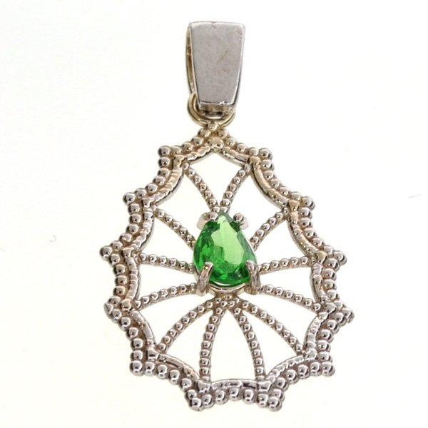 APP: 1k 14kt White Gold 0 CT Pear Cut Tsavorite Pendant: 14kt White Gold 0.25CT Pear Cut Tsavorite PendantRetail Replace