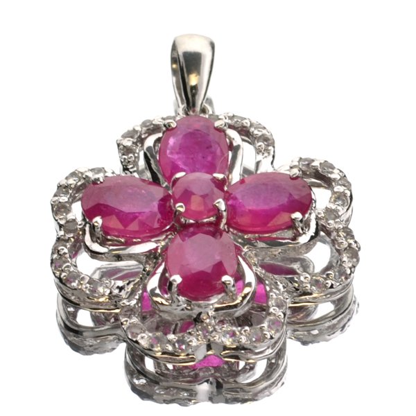 APP: 4k 3CT Ruby & Topaz Sterl Silver Pendant: 3.72CT Ruby and Topaz Platinum Over Sterling Silver Pendant