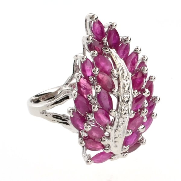 APP: 1k 2CT Marquise Cut Ruby & Sterl Silver Ring: 2.71CT Marquise Cut Ruby and Platinum Over Sterling Silver