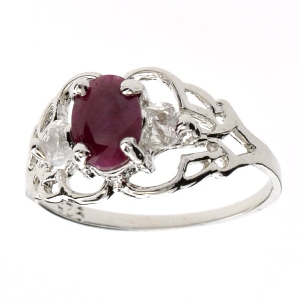 APP: 1k Ruby & Topaz Plat Over Sterl Silver Ring: 0.72CT Ruby and Topaz Platinum Over Sterling Silver Ring Ret